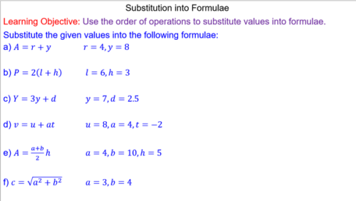 Substitution into Formulae