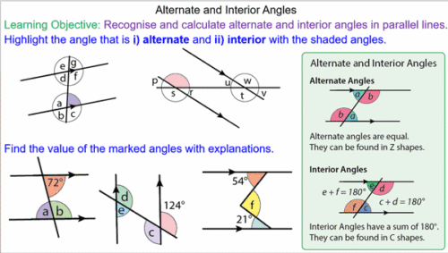 Alternate and Interior Angles in Parallel Lines