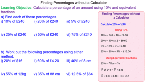 Finding Percentages without a CalculatorFinding Percentages without a Calculator