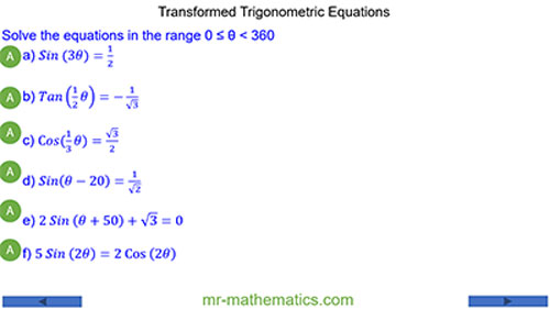 Transformed Trigonometric Equations